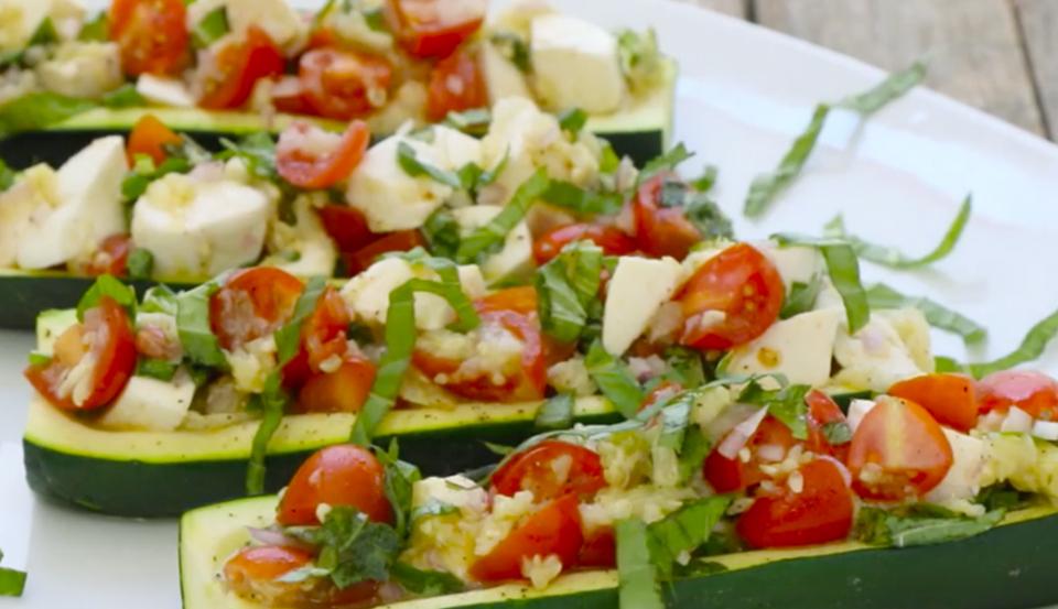 zu canoes made from zucchini and vegetables