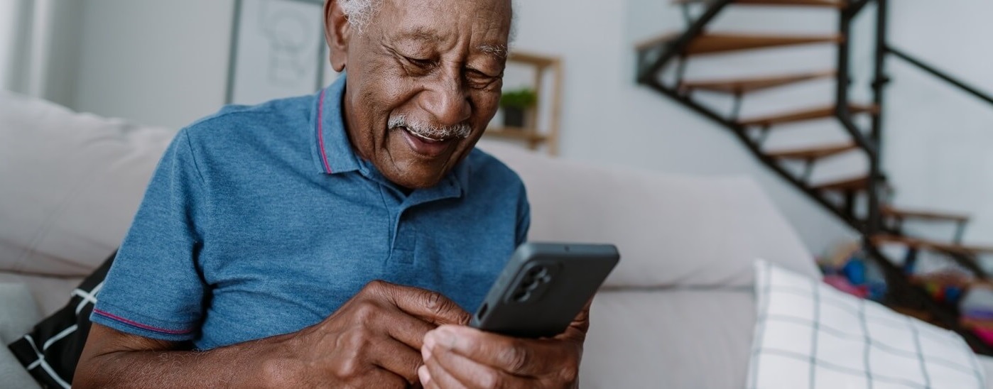 Senior man using smartphone