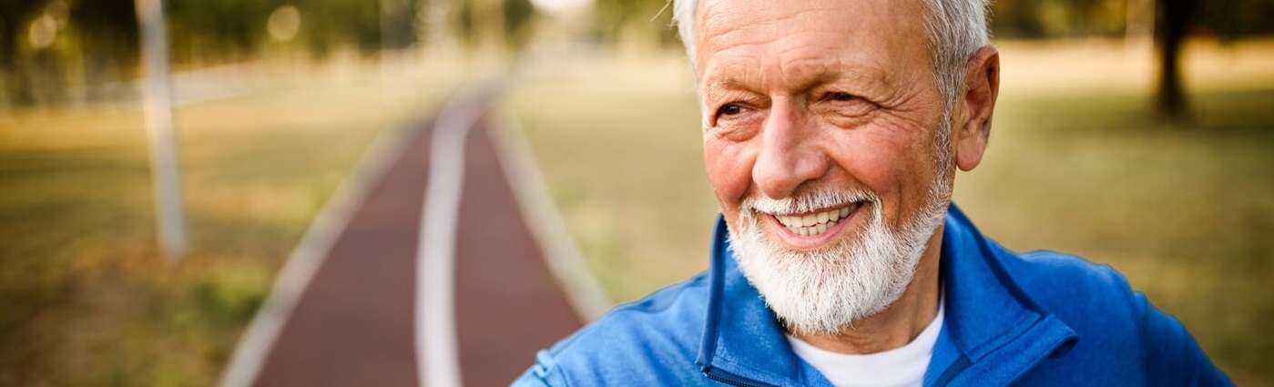 Senior man getting exercise.