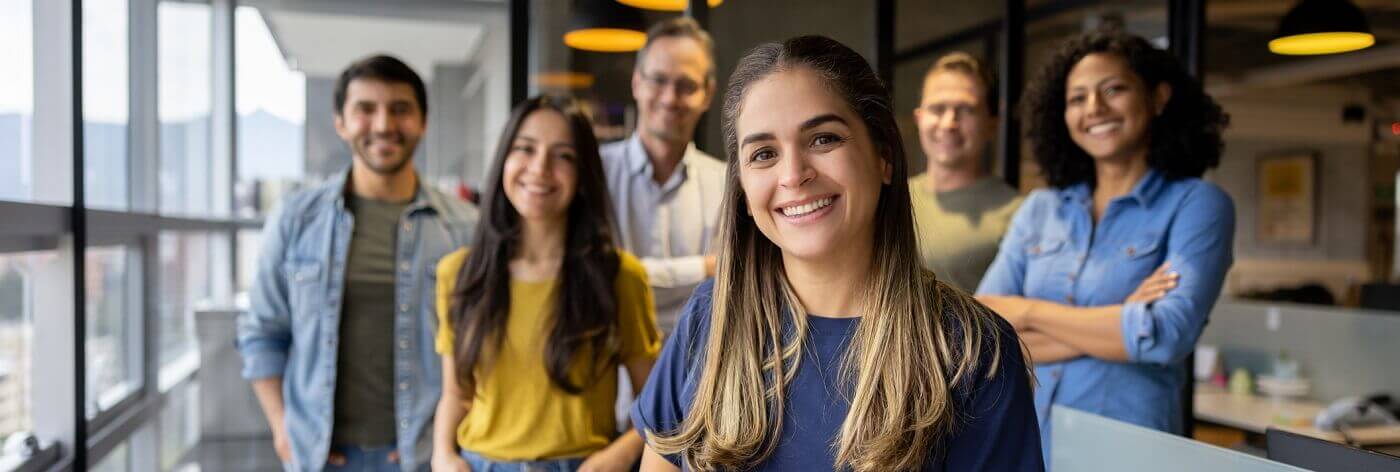 Group of coworkers in casual office setting