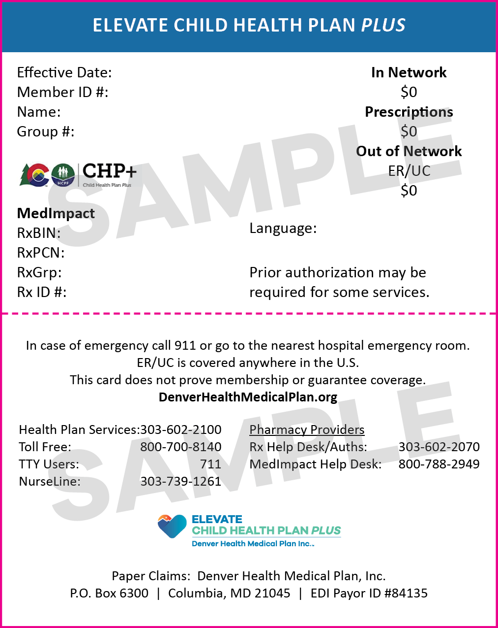 CHP+ Member ID Card Image