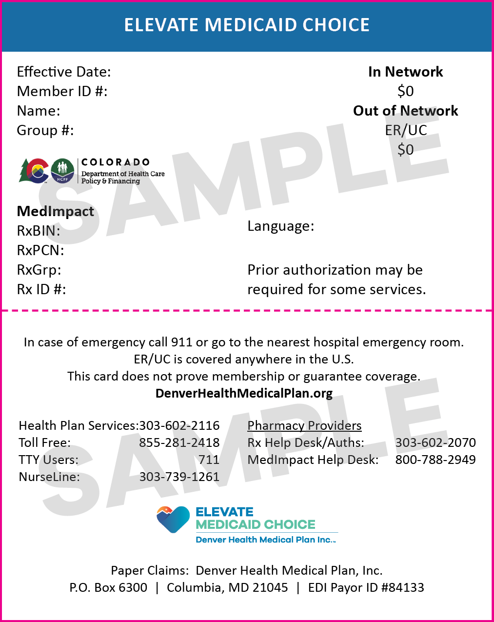 Medicaid Choice Member ID Card