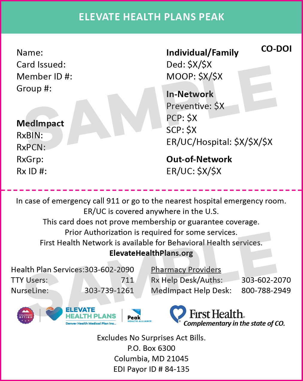 Peak Plans Member ID Image