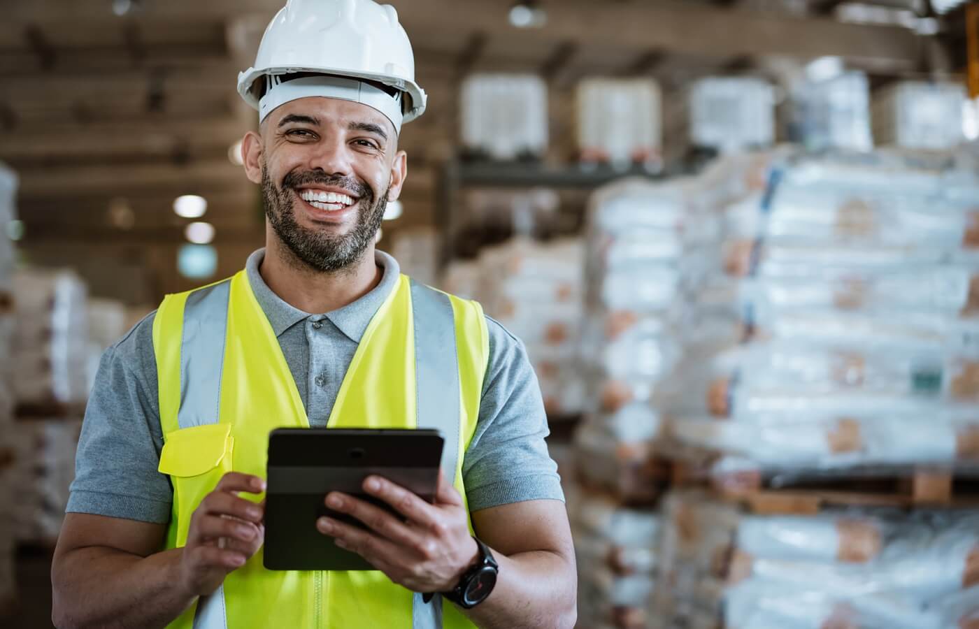 Warehouse worker on the job.