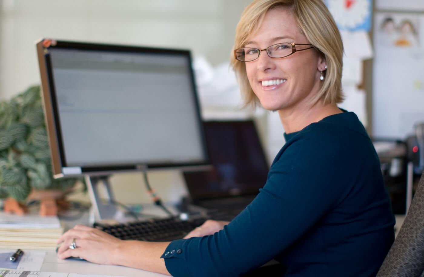Care team nurse at computer.