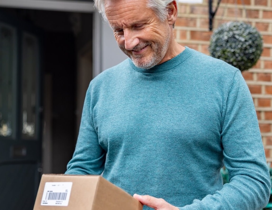 Photo of man getting prescriptions by mail.