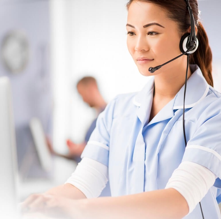 NurseLine nurse on phone call with patient