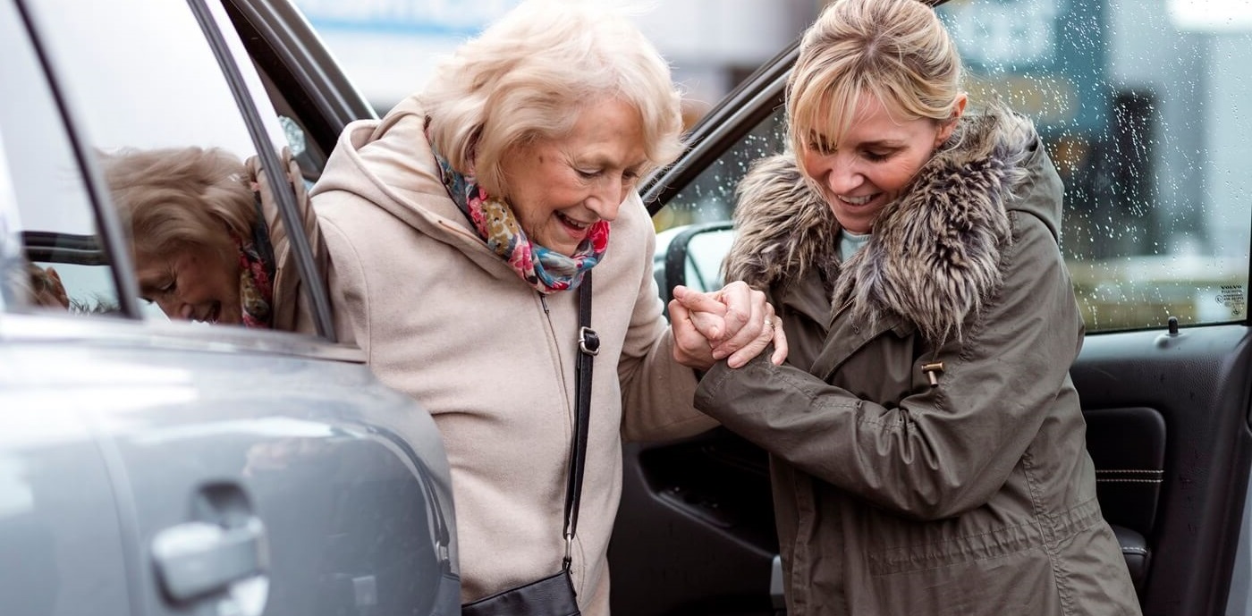 Senior woman getting a ride to doctor appointment