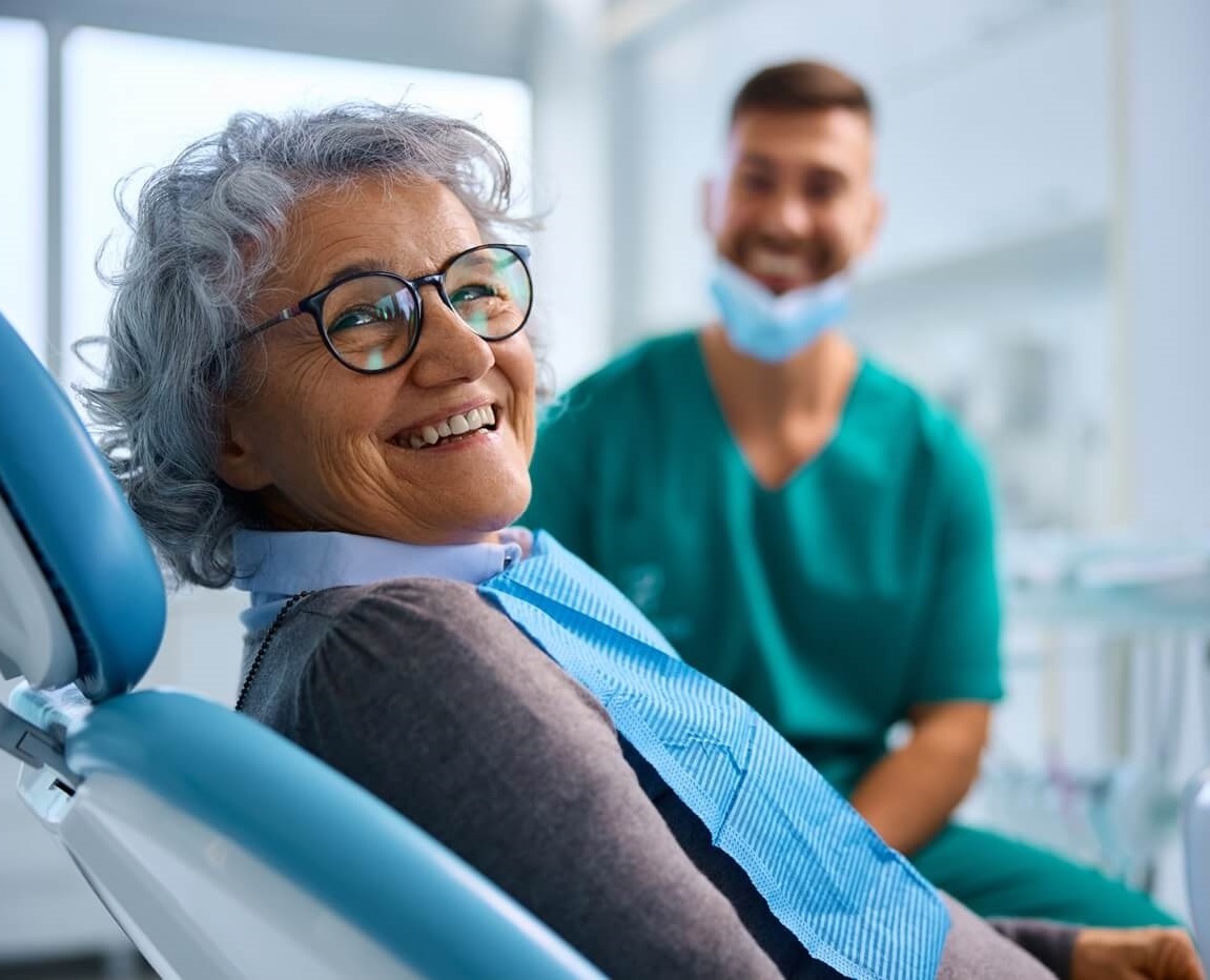 Senior woman at dental visit.