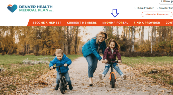 DHMP Homepage Navigation to Member Portal