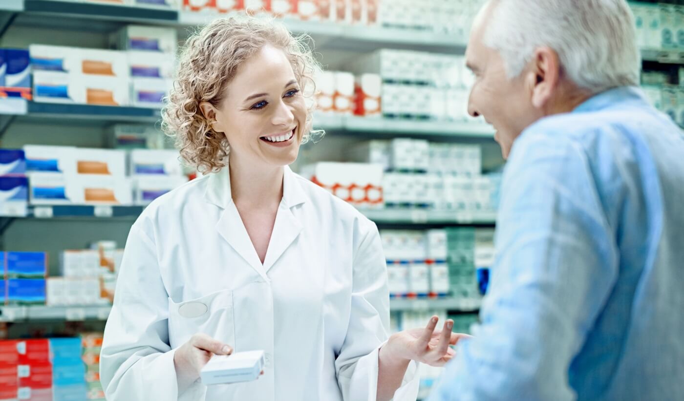 Senior man at pharmacy