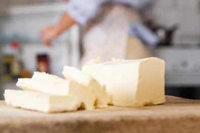 Butter cut on a table