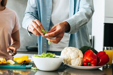 Prepping a salad