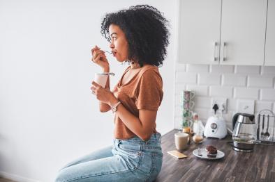 Woman eating dessert