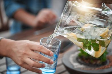 Pouring a glass of water