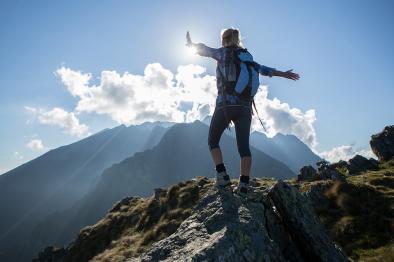 woman on a mountain top