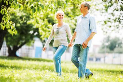 Man and woman walking