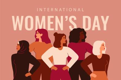 artwork of women with text that says "International women's day'