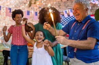 Group of friends enjoying 4th of July Fireworks