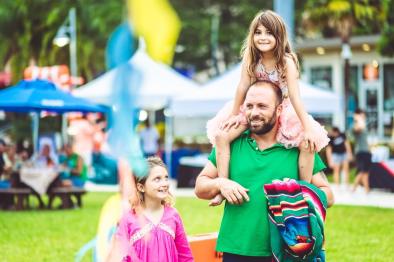 Family at outdoor event.