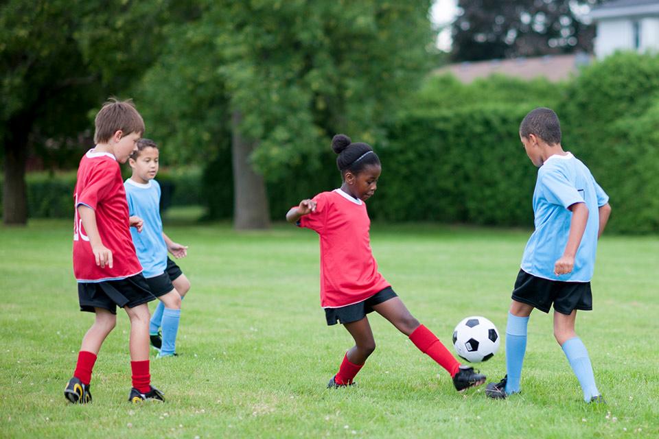 Kids playing soccer