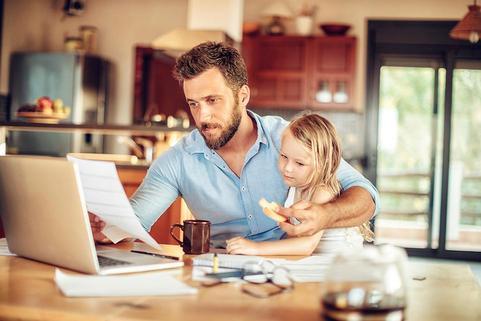 Dad Daughter working