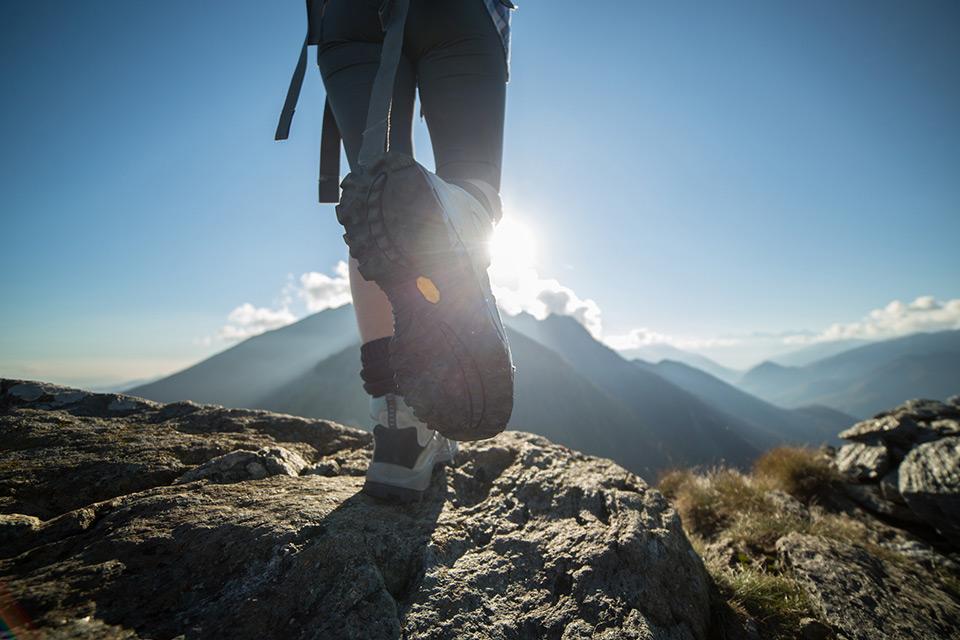 Person hiking on a mountain