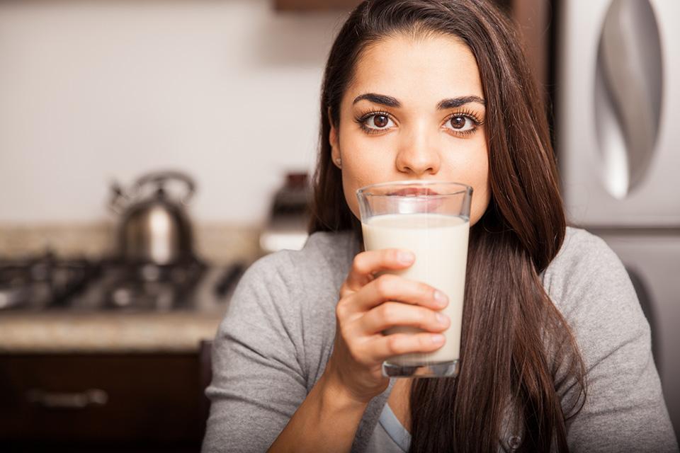 Woman drinking milk