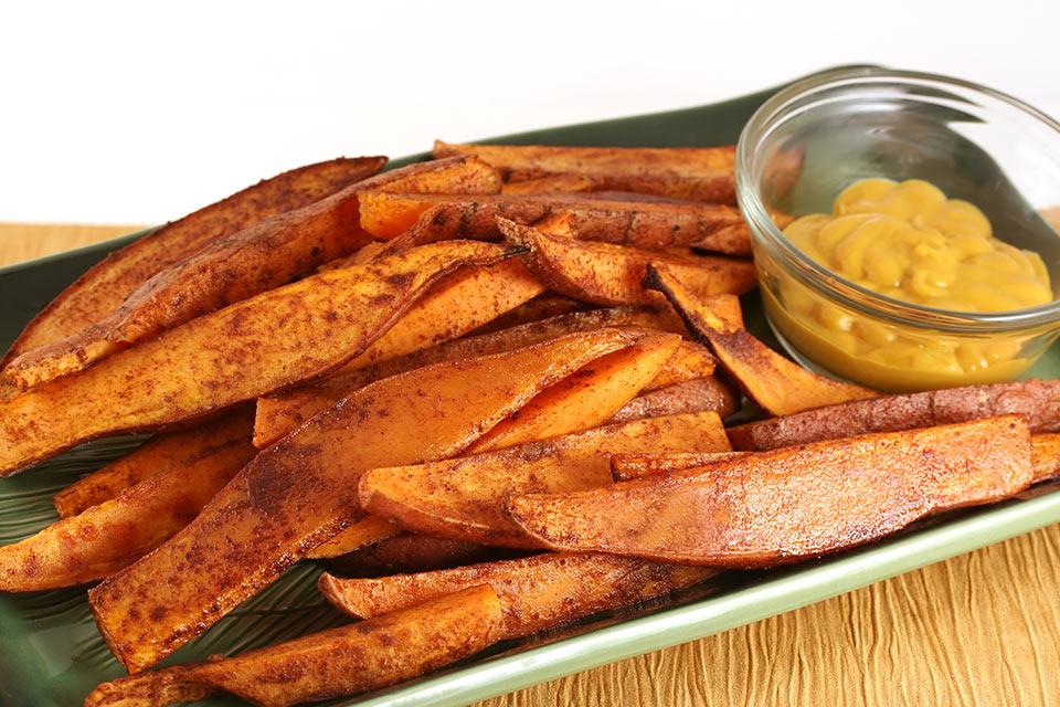 Almond Butter Coated Sweet Potato Fries