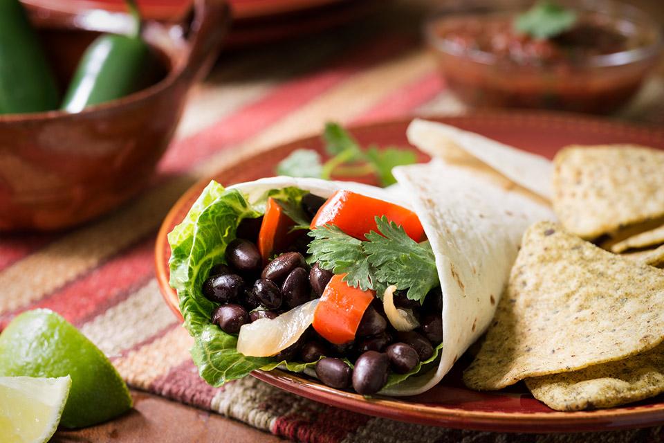 Black Bean and Avocado Burrito With Pineapple Salsa