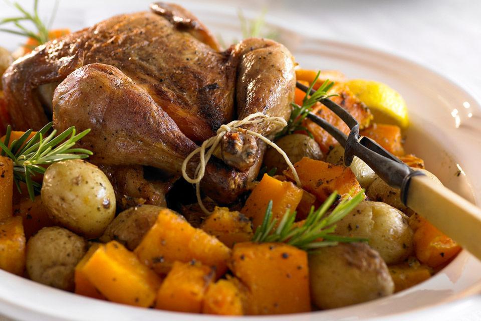 Roasted Chicken With Butternut Squash and Potatoes