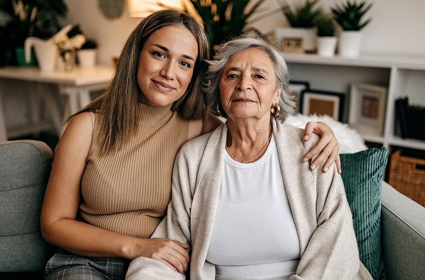 Granddaughter and Grandmother at family gathering.