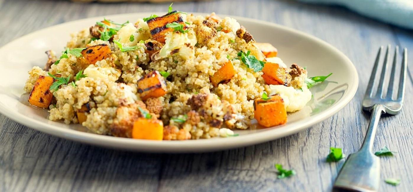 Photo of butternut squash quinoa salad.